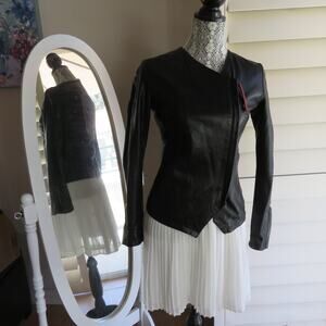 Black Slim Fit Biker Style Real Leather S Jacket Women's 30ft Or Trentapiedi